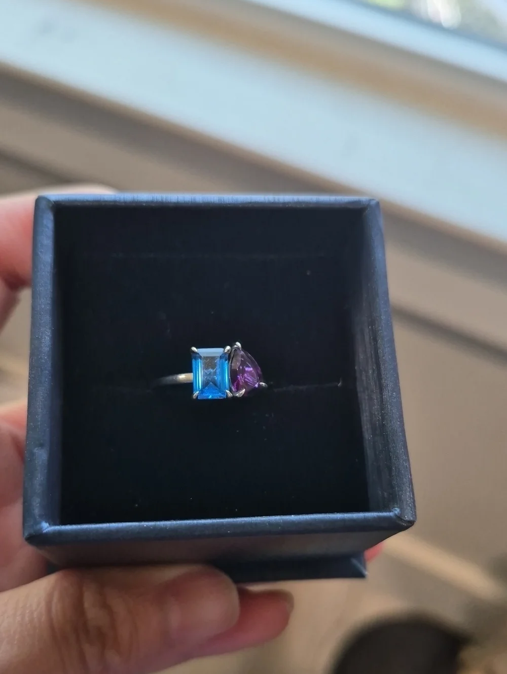 Eternate Sterling Silver Toi Et Moi Birthstone Amethyst/topaz Ring